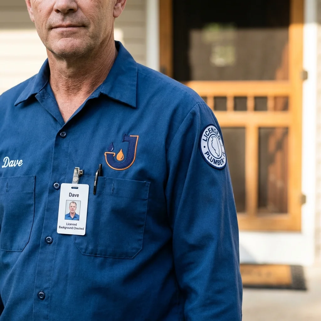Licensed plumber showing ID badge in Bethel, AK