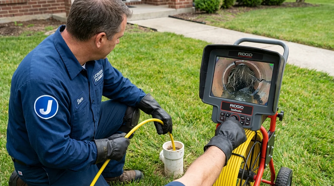 Sewer camera inspection being performed by Johns Plumbing LLC in Bethel