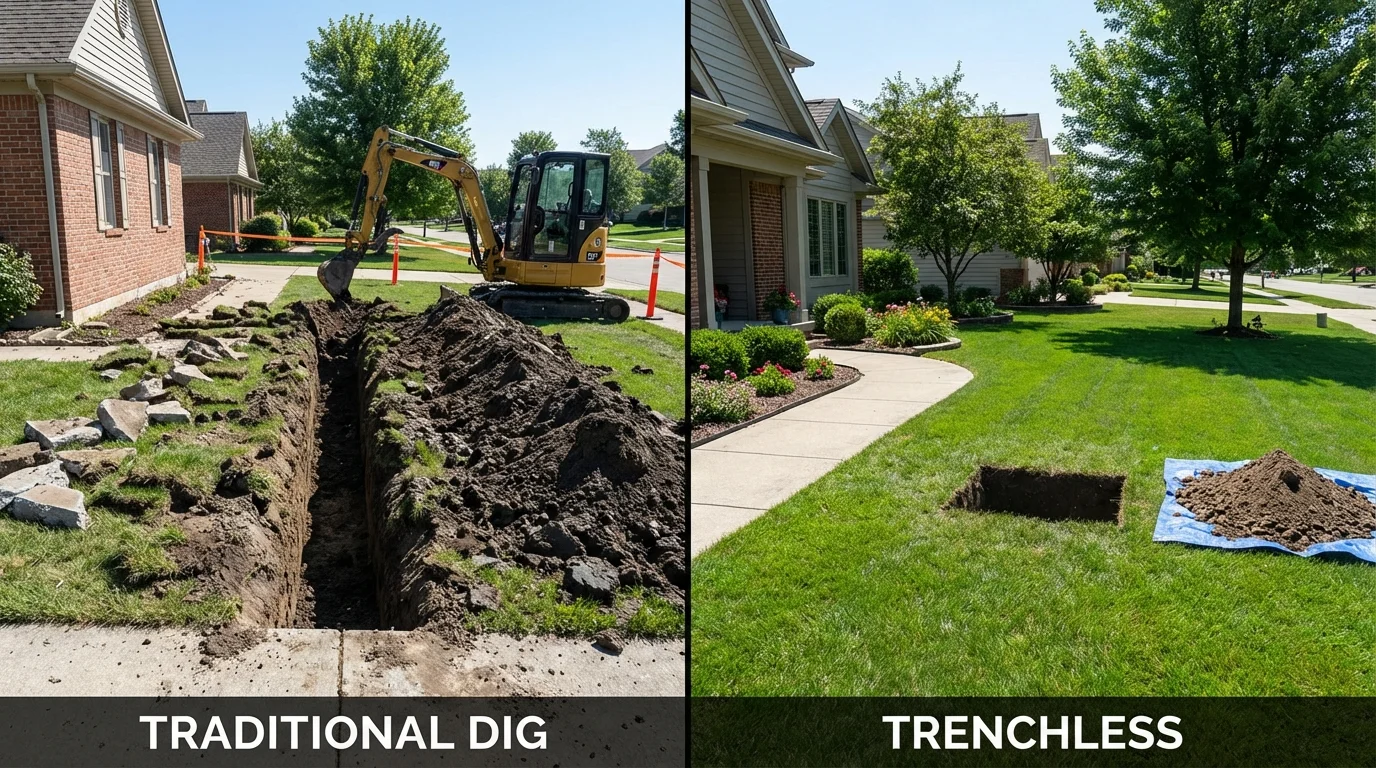 Trenchless sewer repair with minimal yard damage versus traditional excavation in Bethel, AK